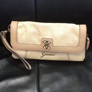 Guess Beige and Light Brown Wristlet Clutch